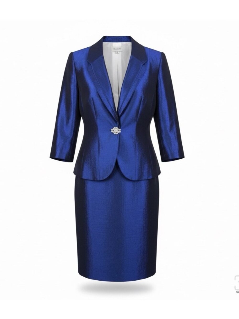 Nicolette Womens Blue Suit Set Includes Blazer & Pencil Skirt Size 12